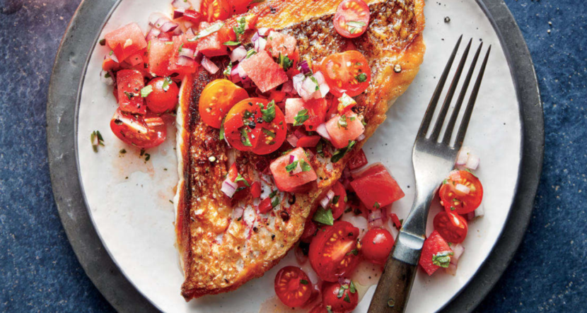 Red Snapper with Chunky Tomato-Watermelon Salsa