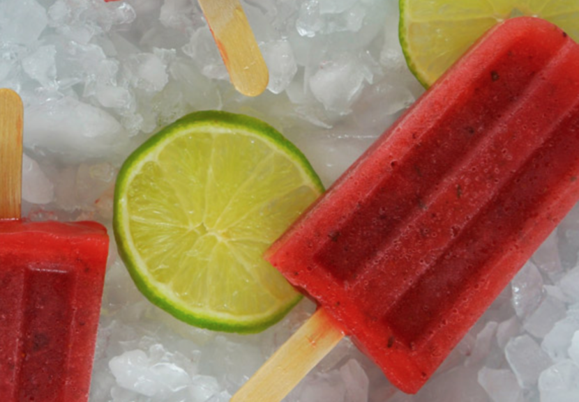 Strawberry Lime Basil Popsicle