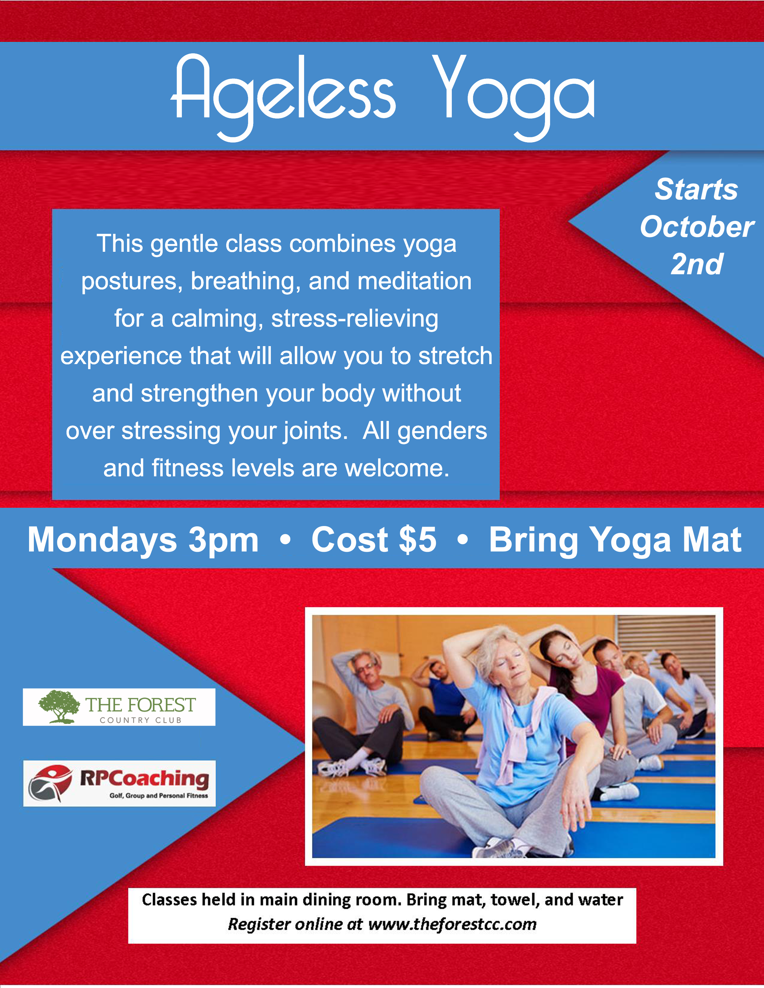 Ageless Yoga Flyer - The Forest Country Club